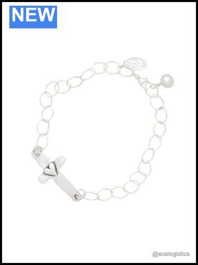 Sterling Silver Freshwater Pearl Cross Faith Bracelet 8in